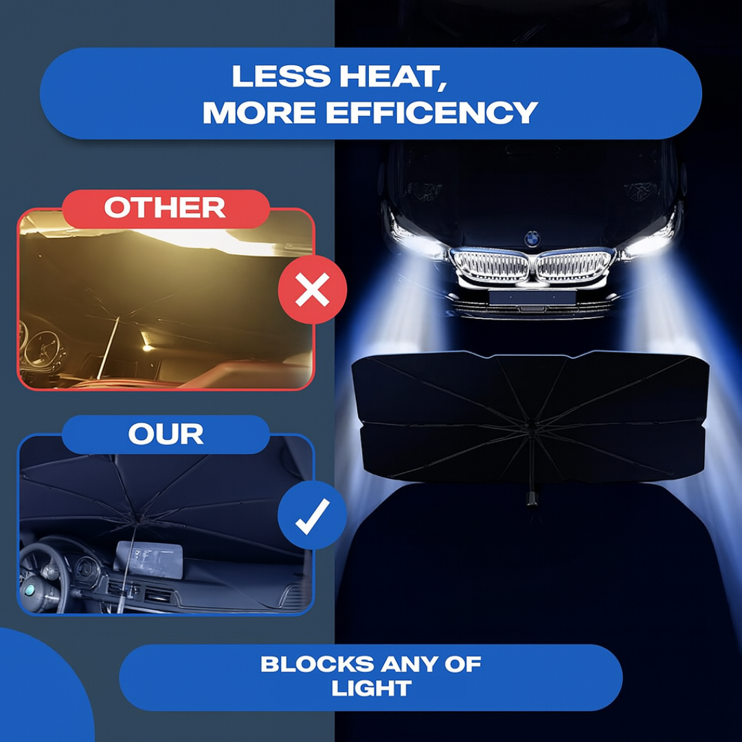 Foldable Umbrella-Style Sunshade for Instant Heat & UV Protection