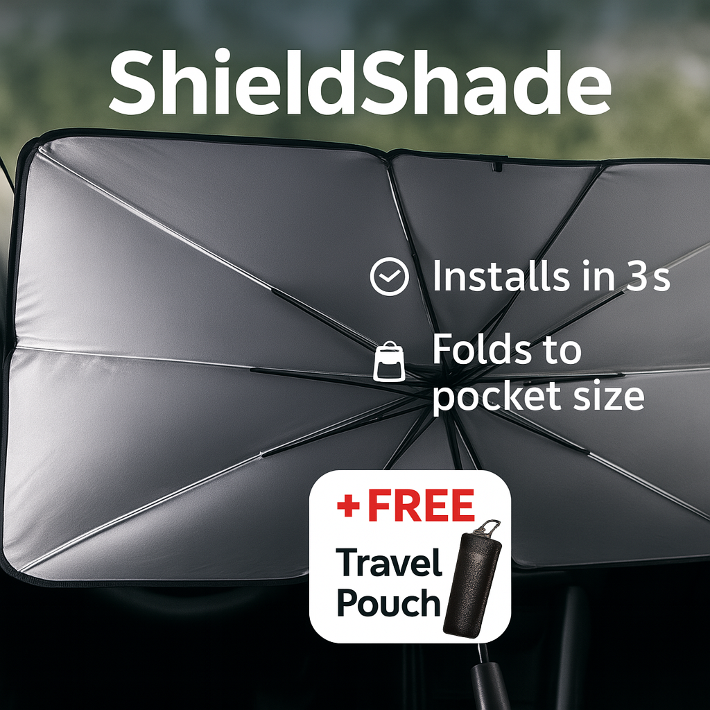 Foldable Umbrella-Style Sunshade for Instant Heat & UV Protection